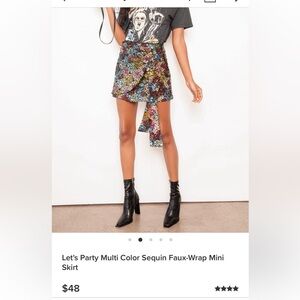 Multi-color Sequin Wrap Mini Skirt